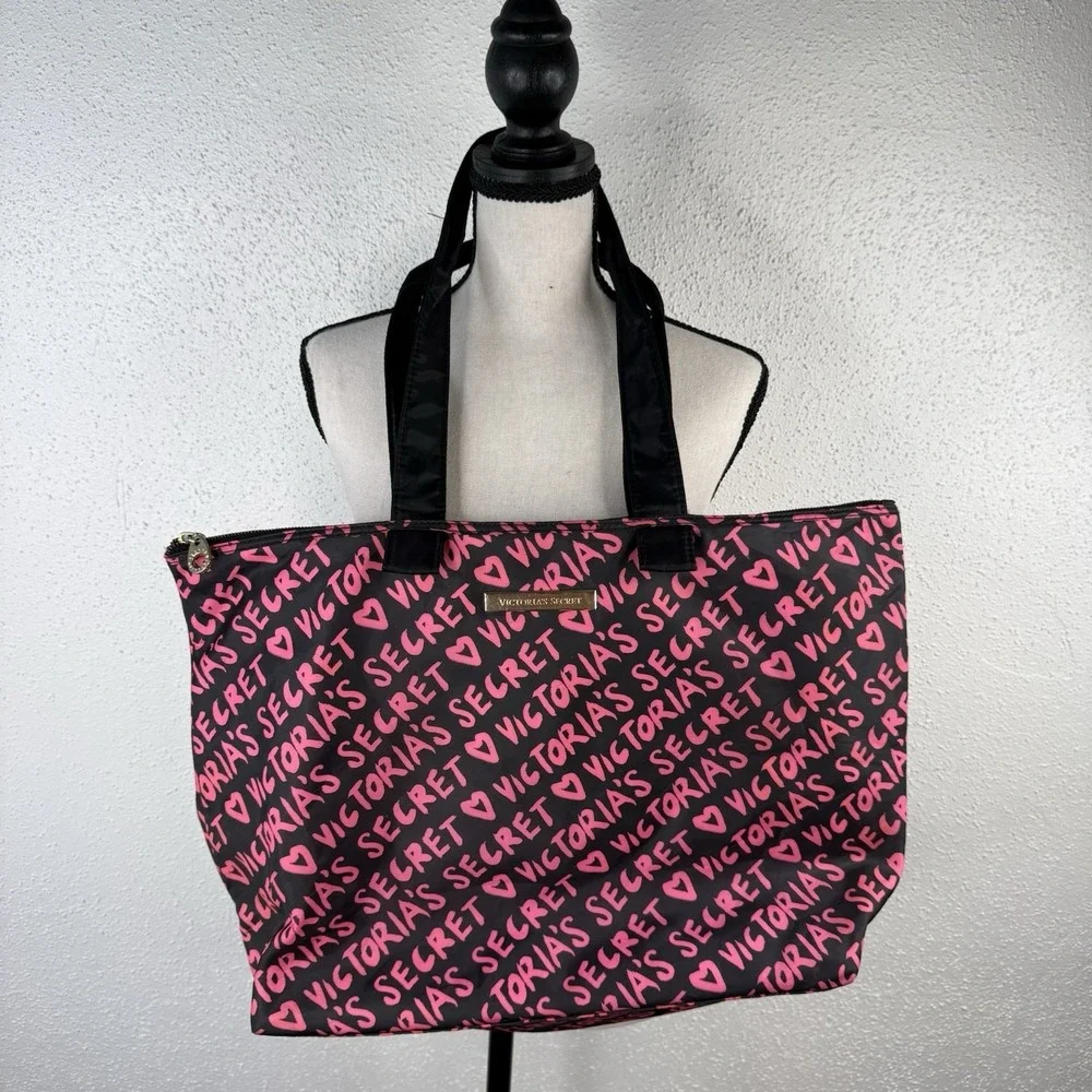 Victorias Secret Large Pink and Black Tote Bag Limited Edition Tote Bag